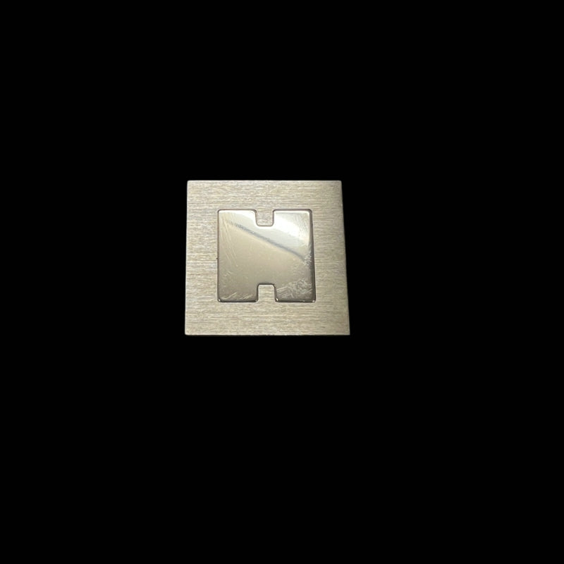 HERMES Photo Stand Paperweight, H Logo, Metal, Silver, With Box