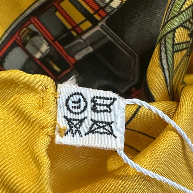 HERMES Carre 90 Silk Scarf Yellow Stain