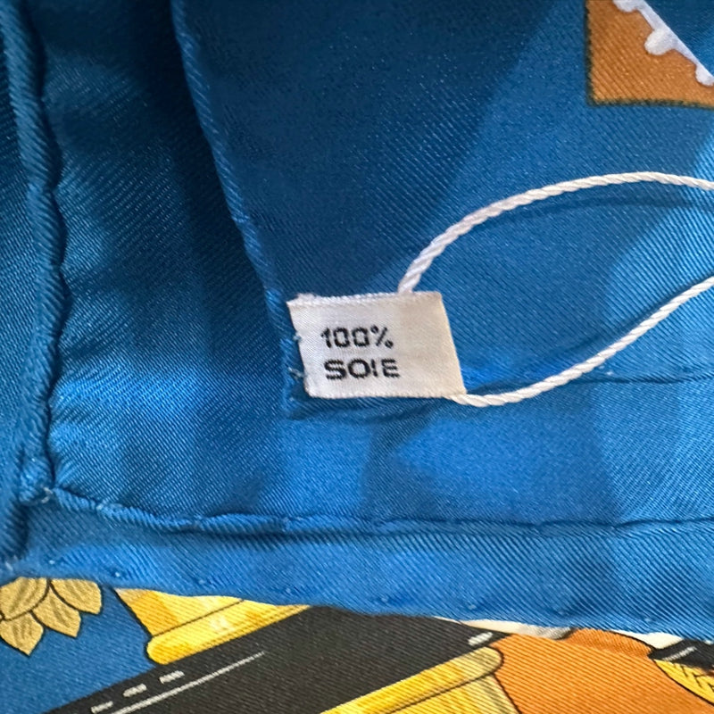 HERMES Carre 90 Silk Scarf Blue With Box