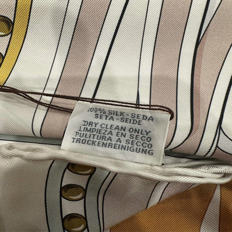 HERMES Grand Toula Silk Scarf, White Tone, With Box
