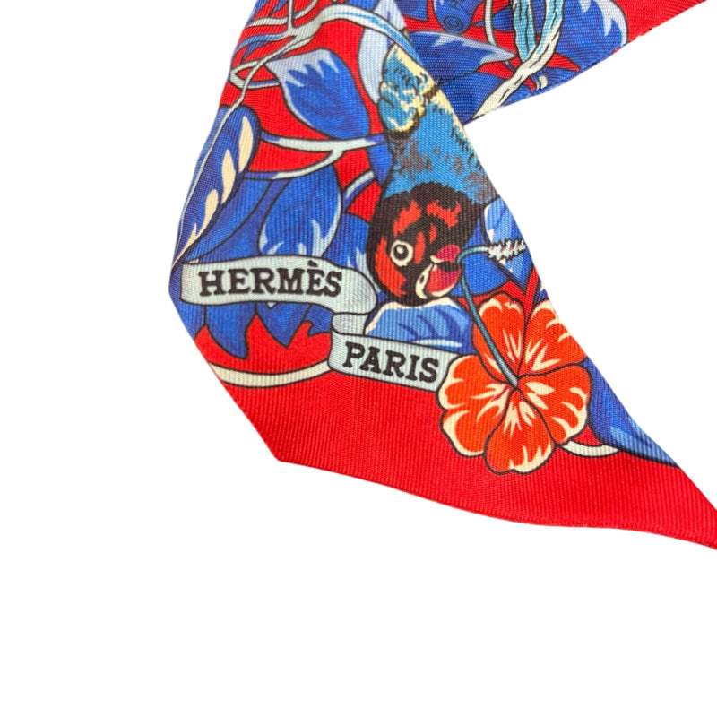 HERMES Red Tone Twilly Scarf With Tag