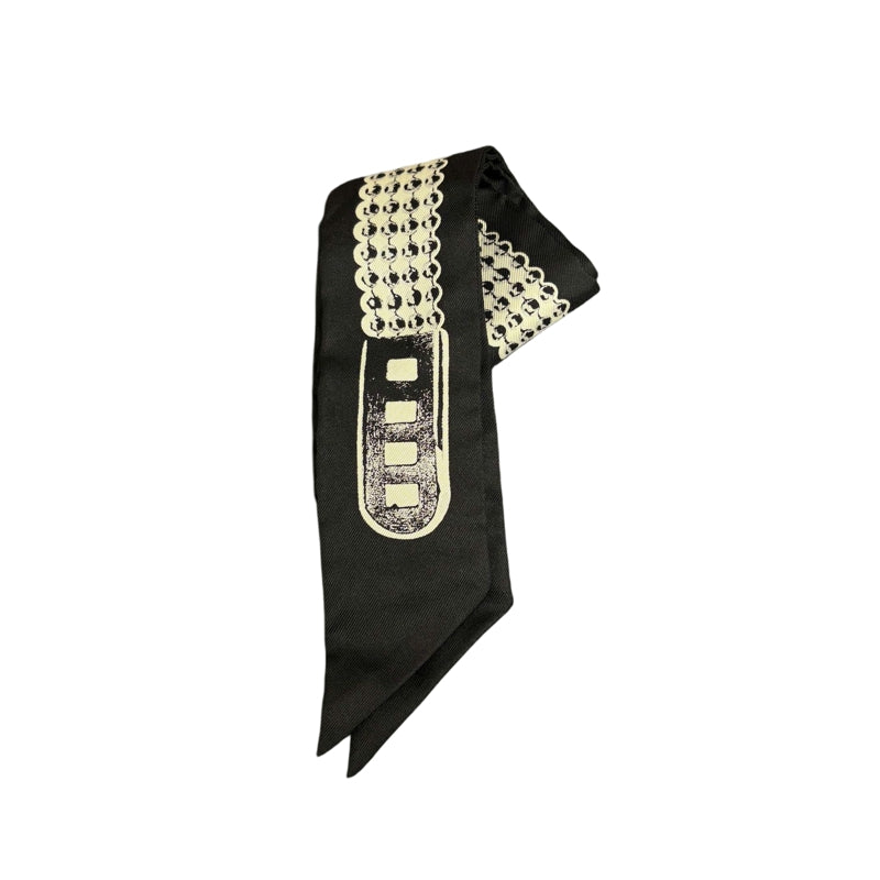 HERMES Black Tone Twilly Scarf With Tag & Box