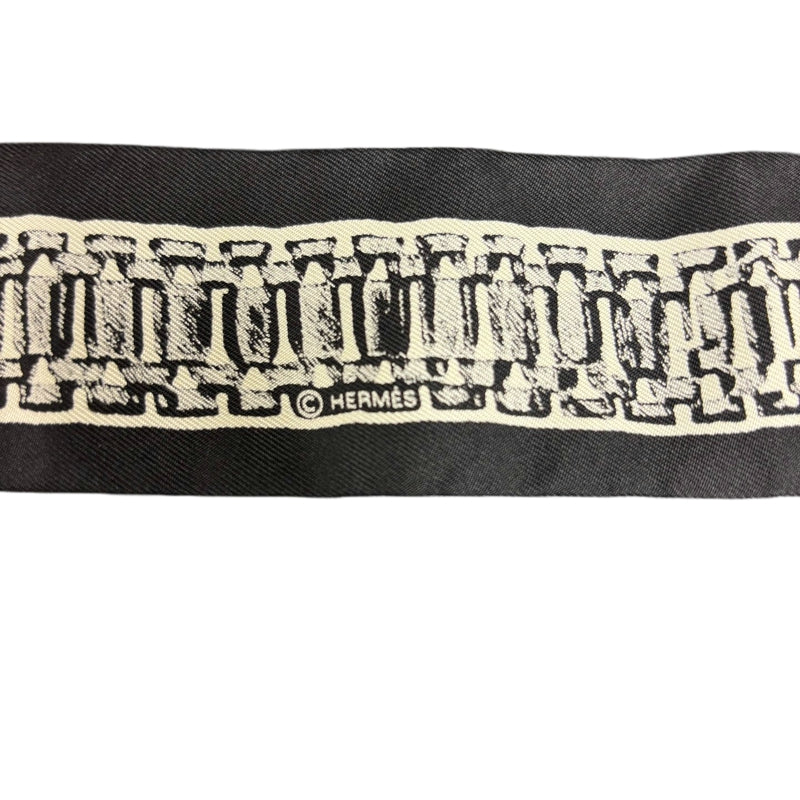 HERMES Black Tone Twilly Scarf With Tag & Box