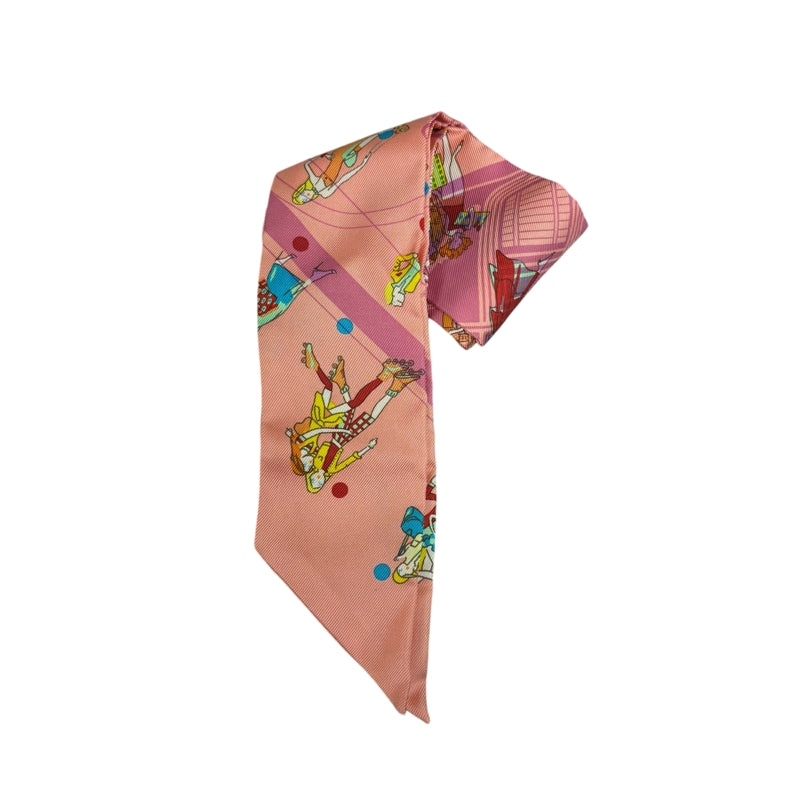 HERMES Pink Tone Twilly Scarf With Tag & Box