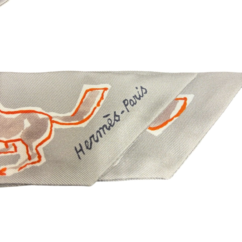 HERMES Grey Tone Twilly Scarf With Tag & Box