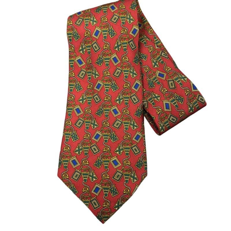 CELINE red base with green pattern tie
