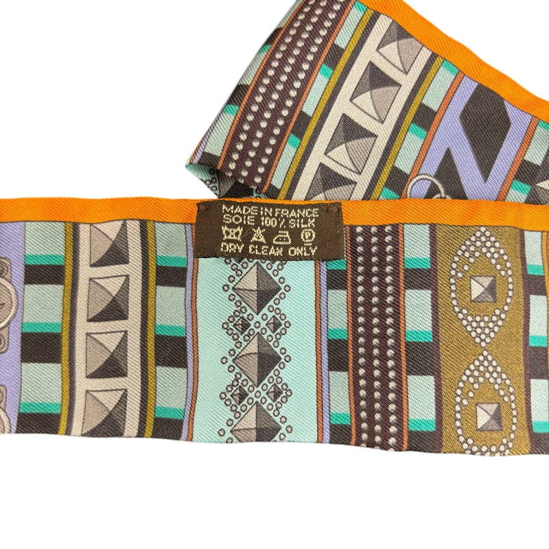 HERMES Orange & Blue Tone Twilly Scarf With Tag & Box
