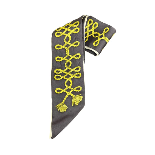 HERMES Black & White Tone Twilly Scarf With Tag & Box