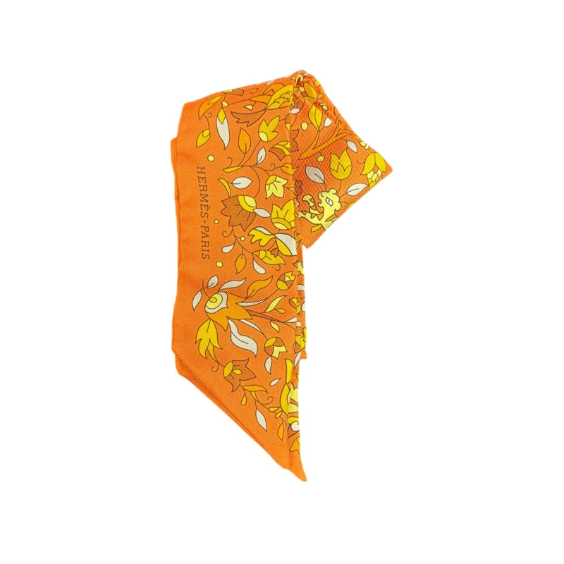 HERMES Twilly, Orange, Animal Motif, With Box