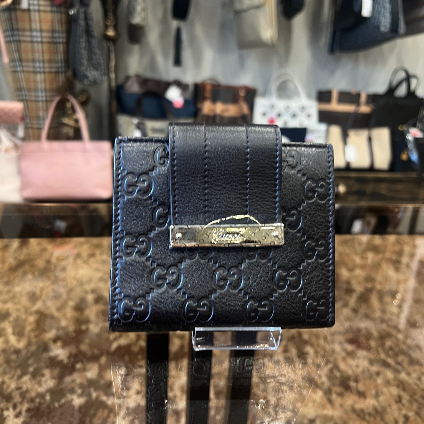 GUCCI GG Supreme Brown Leather Wallet with Box