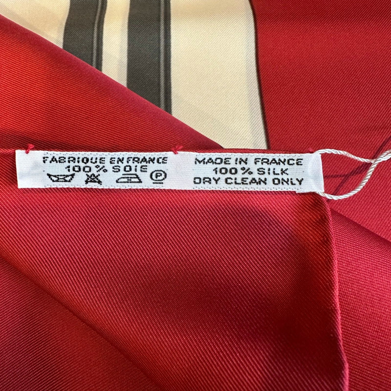 HERMES Carre 90 Silk Scarf Red With Box