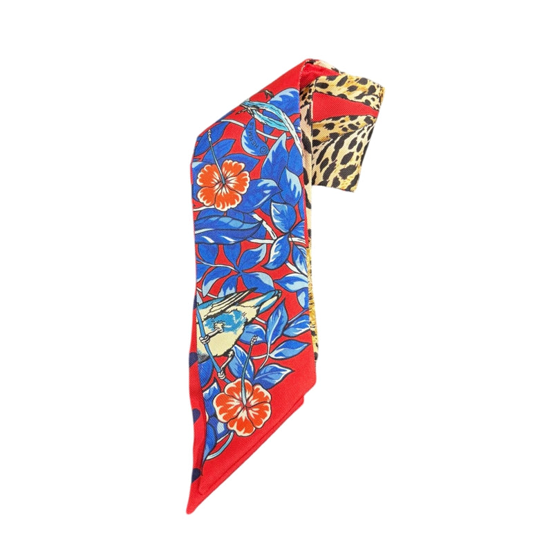 HERMES Red Tone Twilly Scarf With Tag & Box