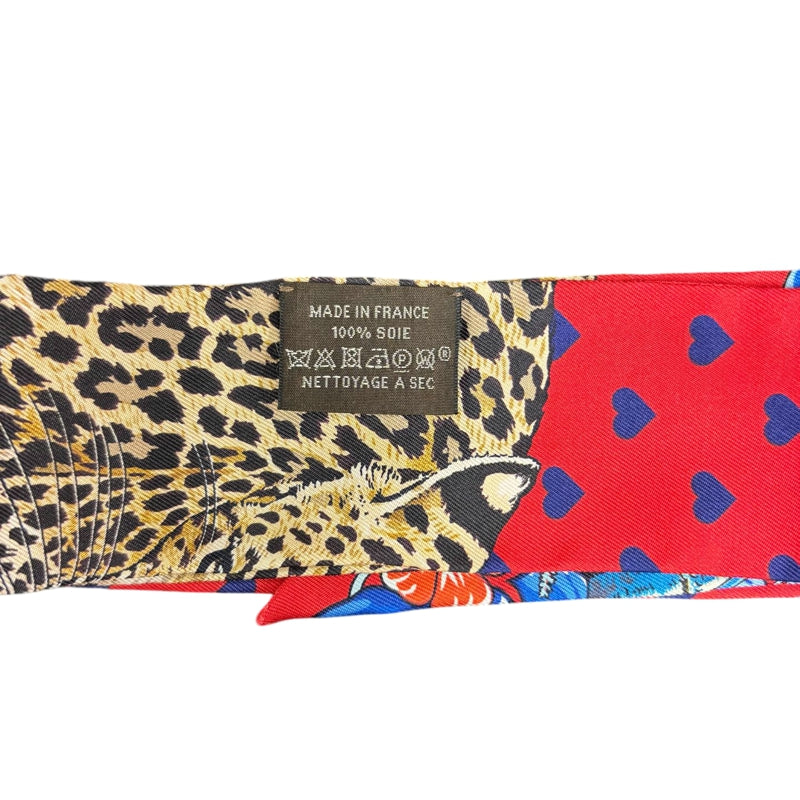 HERMES Red Tone Twilly Scarf With Tag & Box