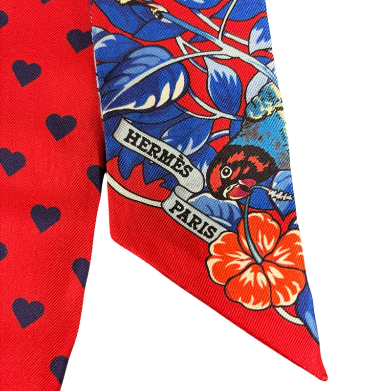 HERMES Red Tone Twilly Scarf With Tag & Box
