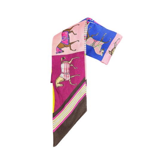 HERMES Pink Tone Twilly Scarf With Tag & Box
