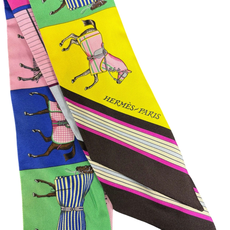HERMES Pink Tone Twilly Scarf With Tag & Box