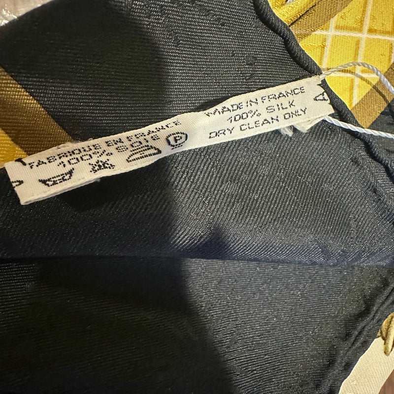 HERMES Carre 90 Silk Scarf Black With Tag Stain