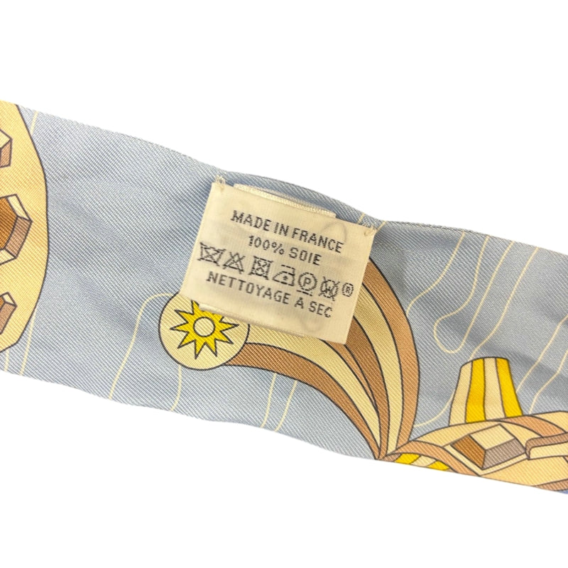 HERMES twilly silk scarf, blue tone, with tag