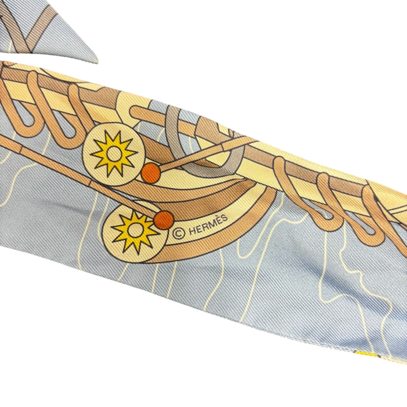 HERMES twilly silk scarf, blue tone, with tag