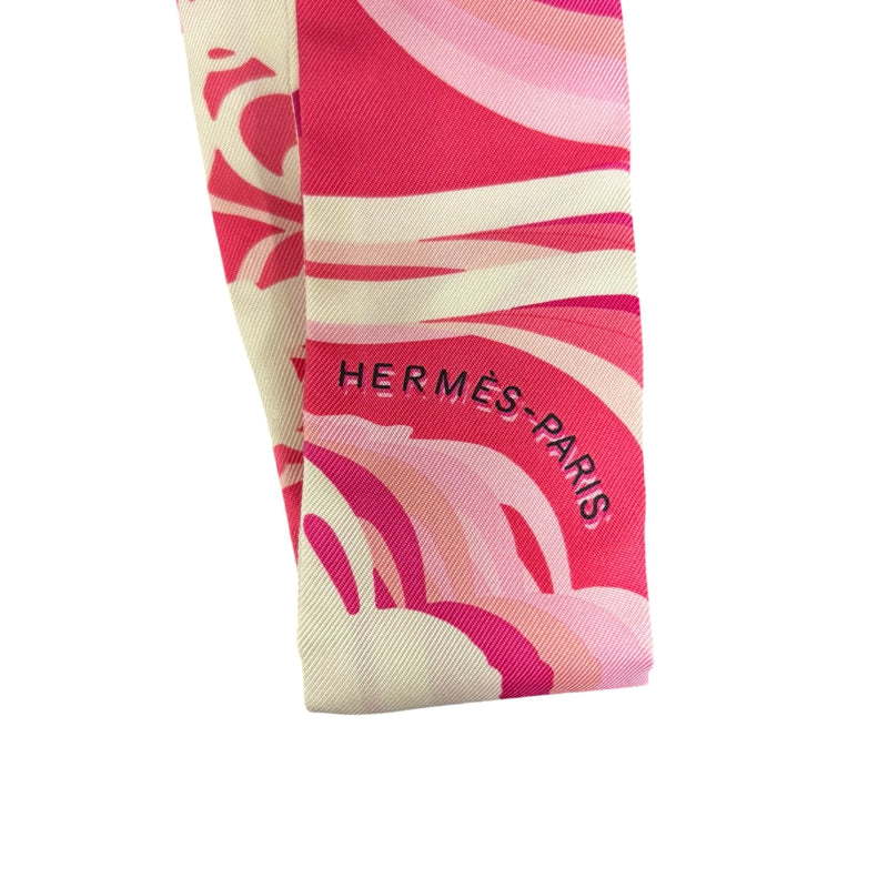 HERMES Pink Tone Twilly Scarf With Tag & Box