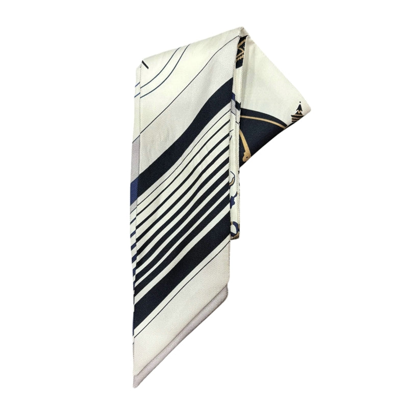 HERMES Grey Tone Twilly Scarf With Tag & Box