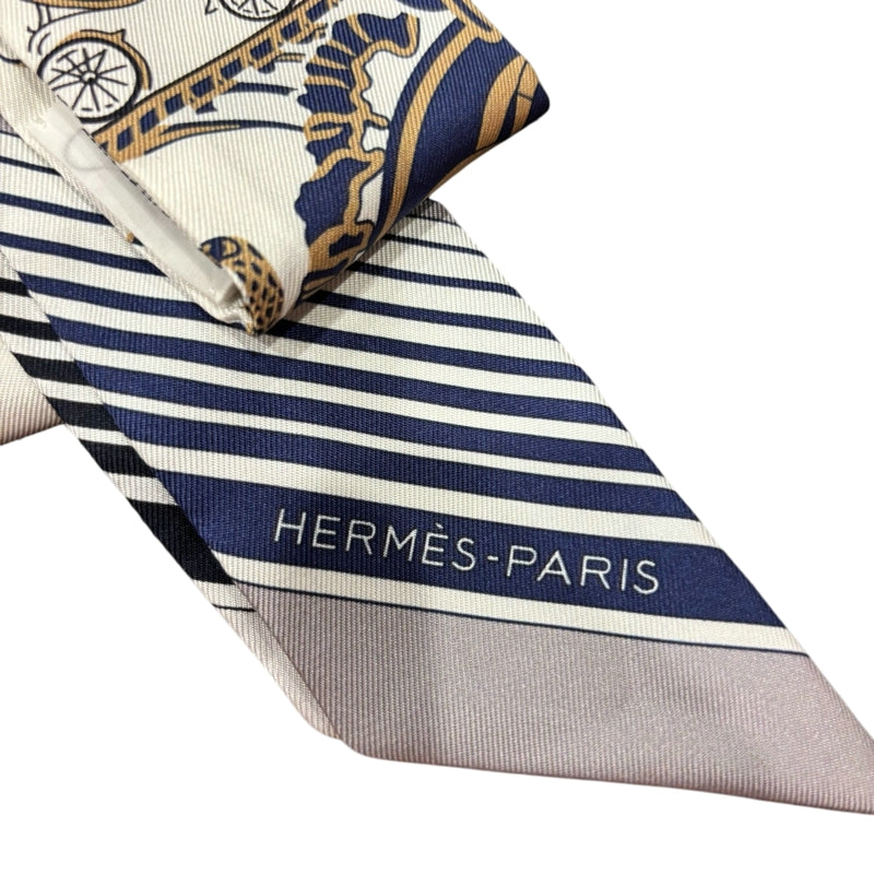HERMES Grey Tone Twilly Scarf With Tag & Box
