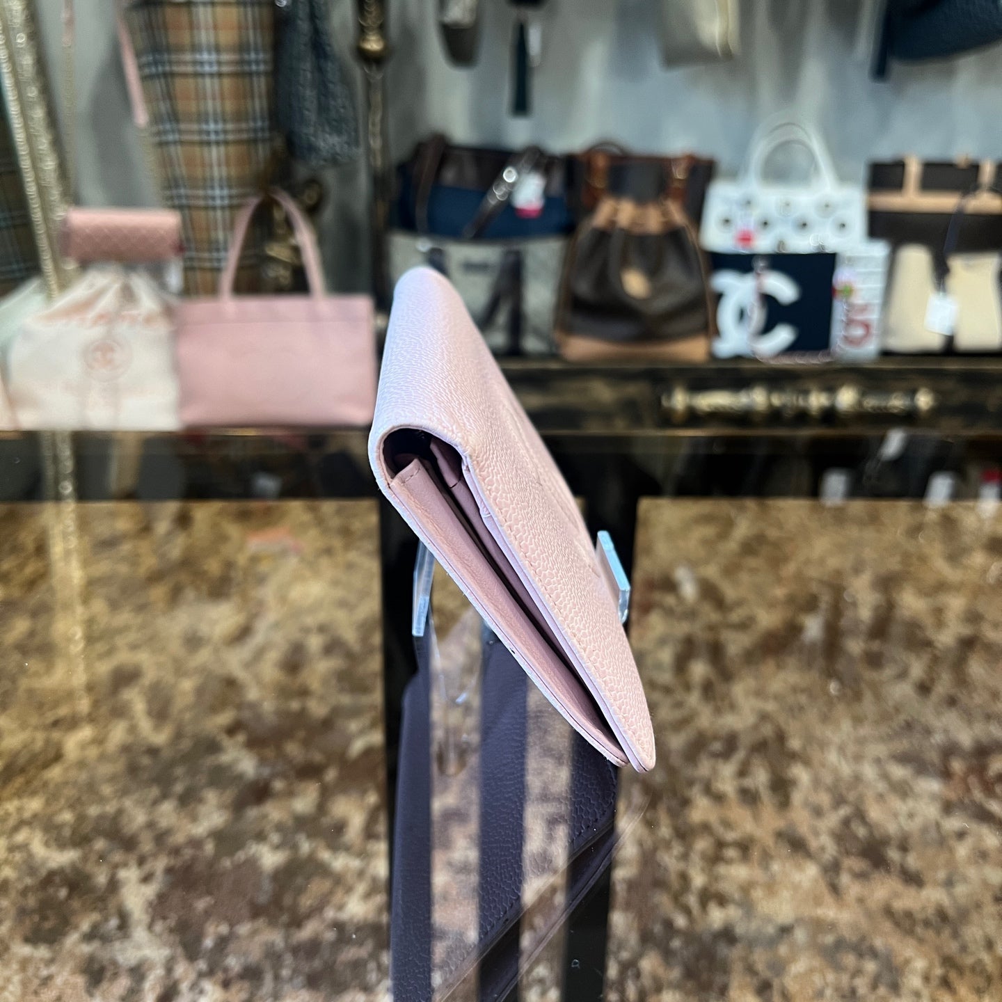 CHANEL Pink Long Wallet, Caviar Leather