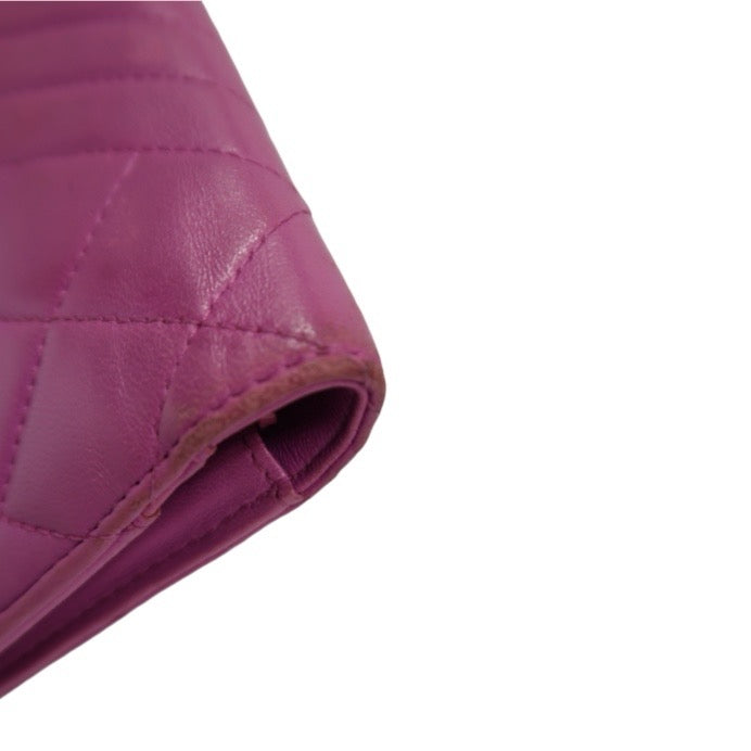 CHANEL Long Wallet, Purple Lambskin Leather