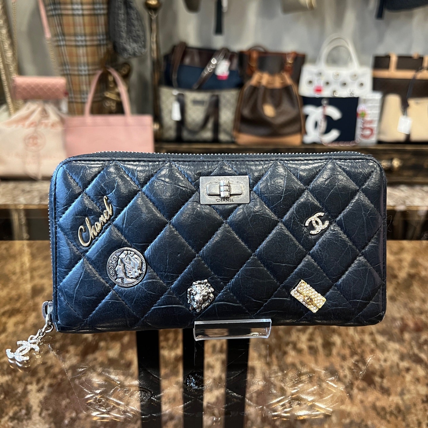 CHANEL Black Long Wallet, Lambskin Leather, with Dust Bag and Box