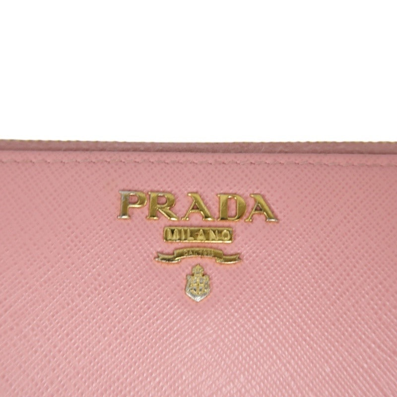 PRADA Pink Zippy Long Wallet, Saffiano Leather, Gold Hardware, with Box and Guarantee Card