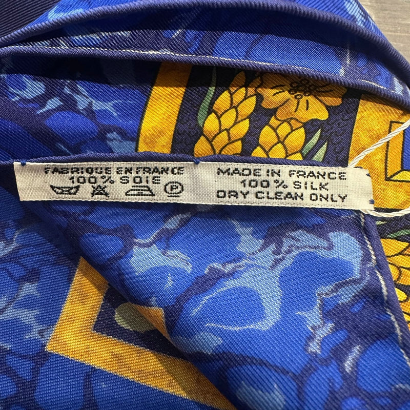 HERMES Scarf, Blue Tone, With Tag, Has Stain