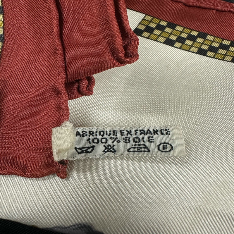 HERMES silk scarf, horse pattern, red, with tag