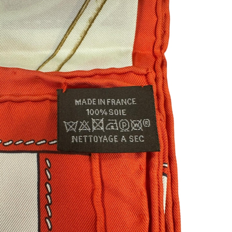 HERMES Carre 90 Silk Scarf Red With Tag Stain