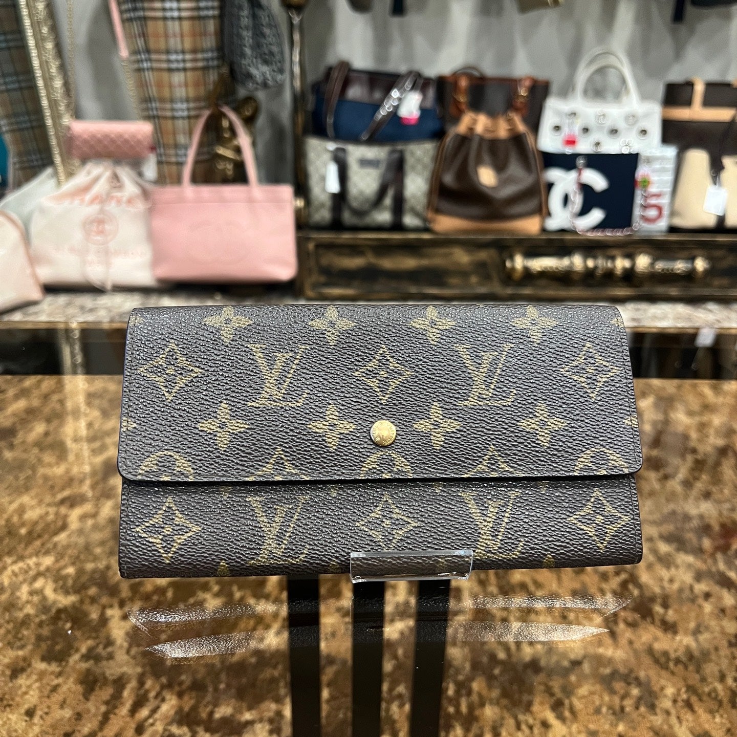 LOUIS VUITTON Monogram Long Wallet, Brown, Canvas Coated with PVC