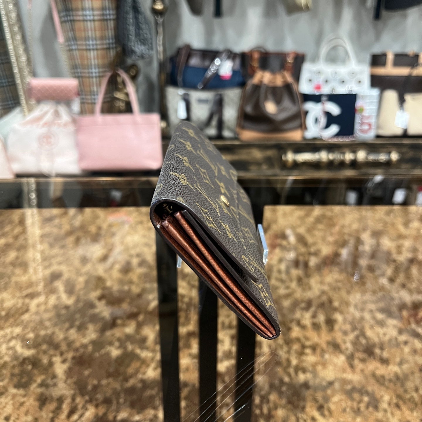 LOUIS VUITTON Monogram Long Wallet, Brown, Canvas Coated with PVC