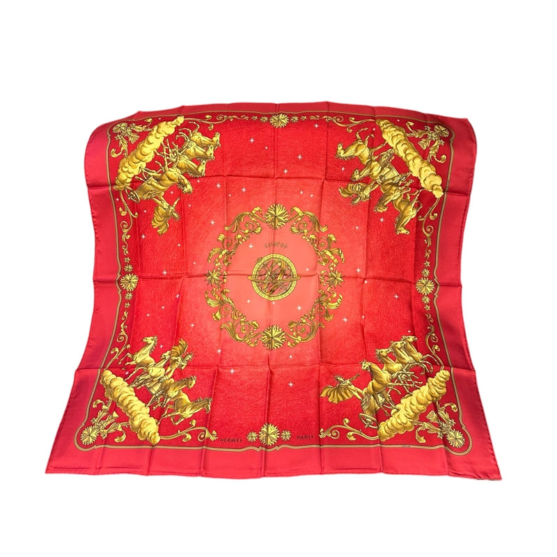 HERMES SCARF, RED TONE, WITH STORAGE BAG