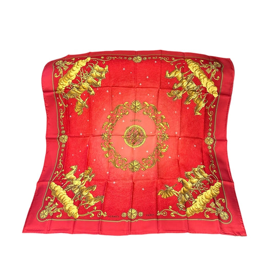 HERMES SCARF, RED TONE, WITH STORAGE BAG