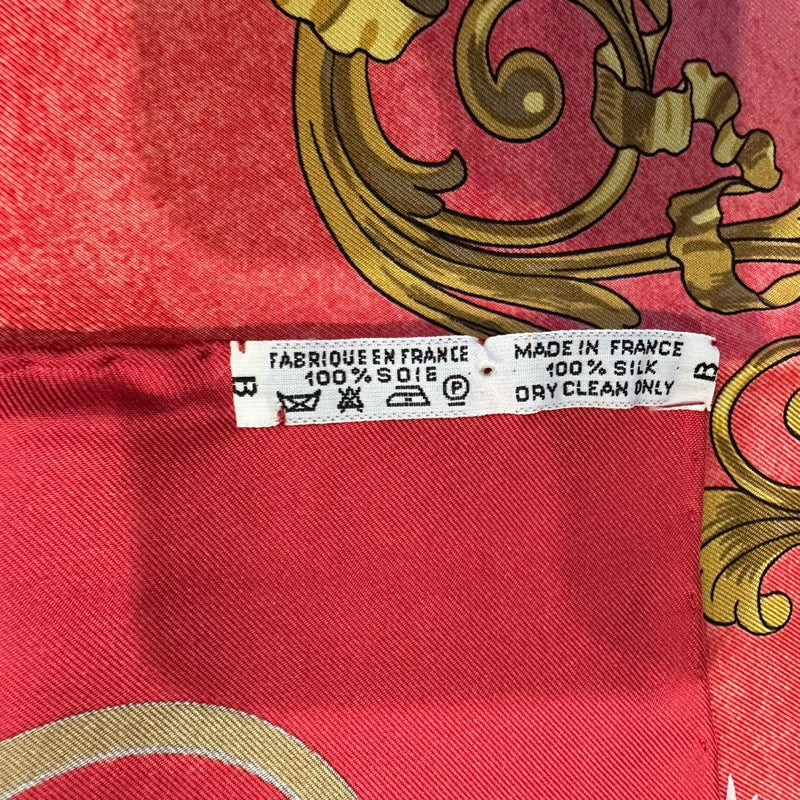 HERMES SCARF, RED TONE, WITH STORAGE BAG