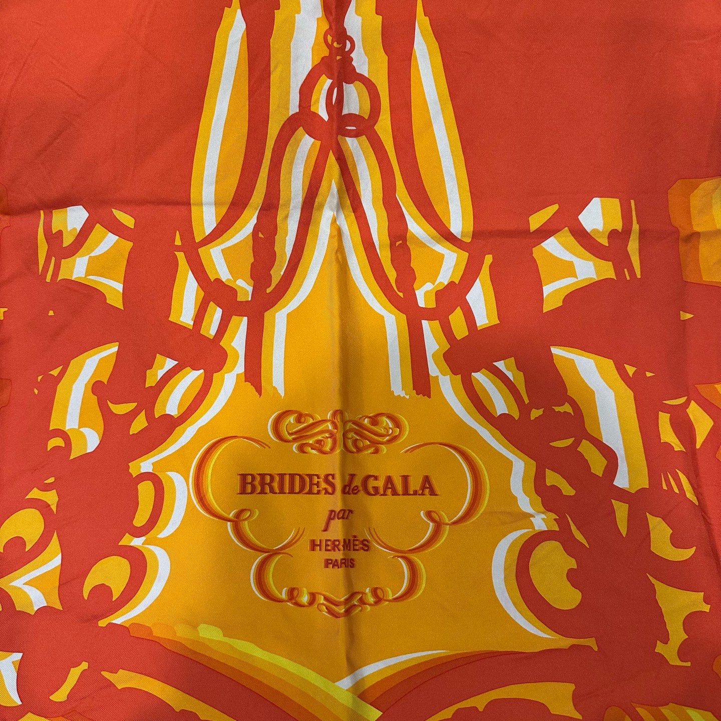 HERMES  scarf, Carré 90, orange, with tag