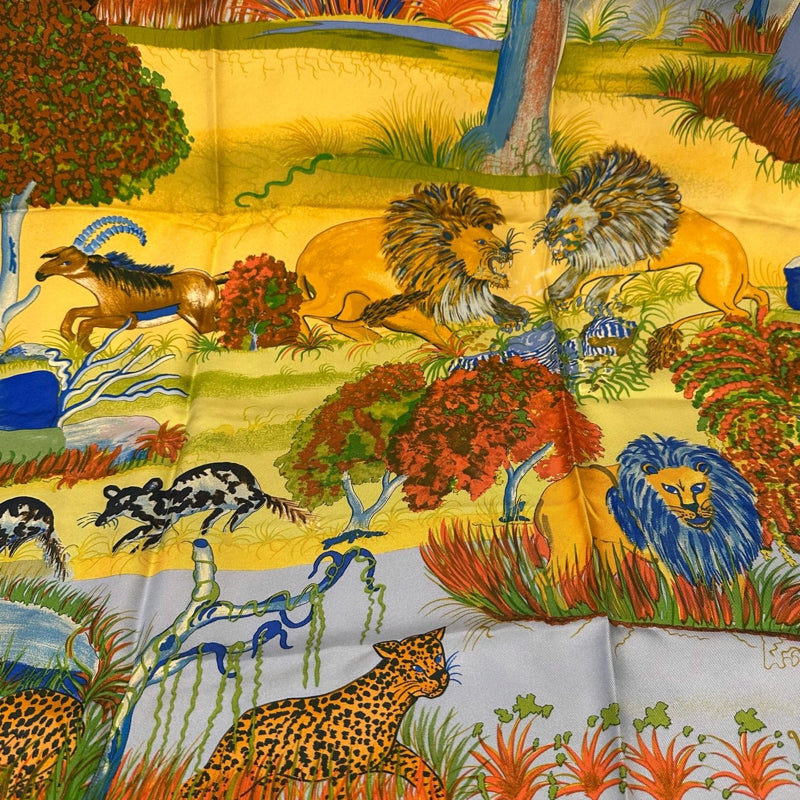 HERMES  Scarf, Yellow Tone, With Tag, Has StainHERMÈS Scarf, Yellow Tone, With Tag, Has Stain