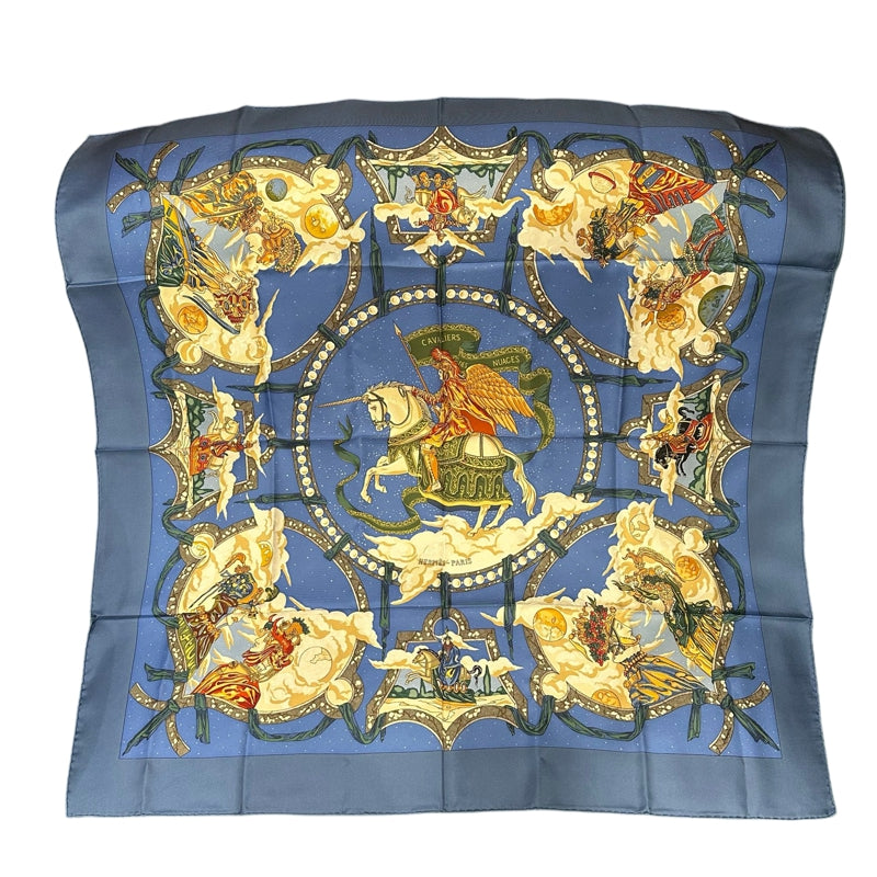 HERMES Scarf, Blue Tone, With Tag