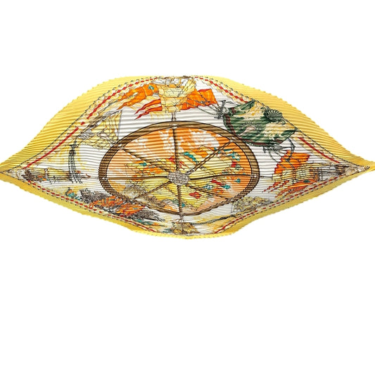 HERMES Pleated Scarf Orange With Box