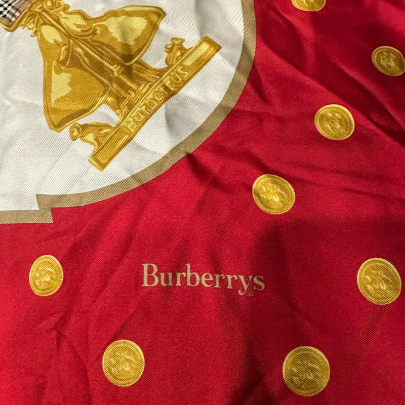 BURBERRYS Scarf, Red Base with Gold Key Pattern, with Tag