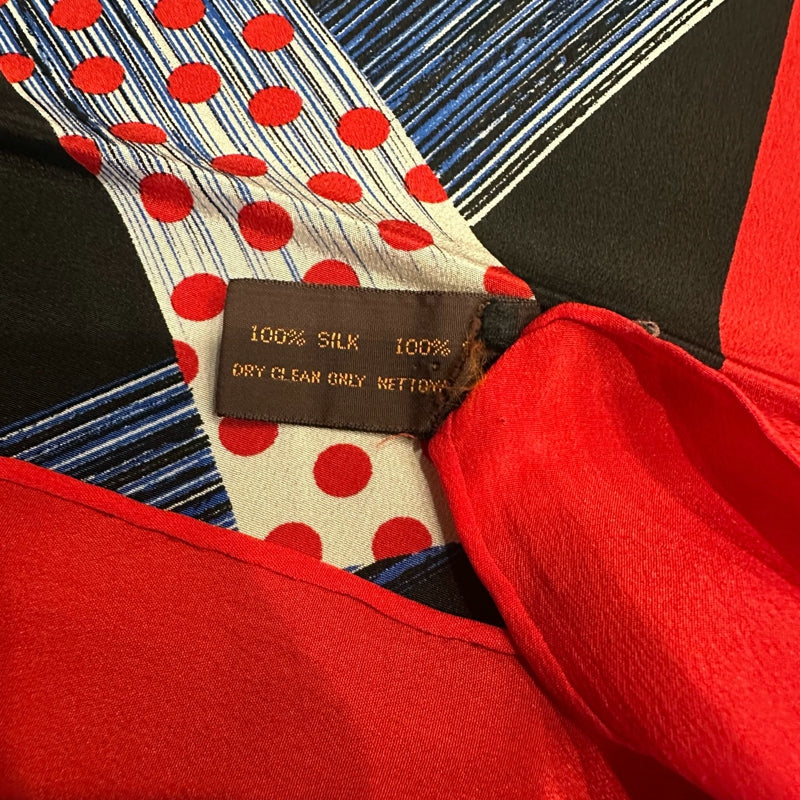 YSL Scarf, Red & Black, Red Trim with Striped Lining, with Tag