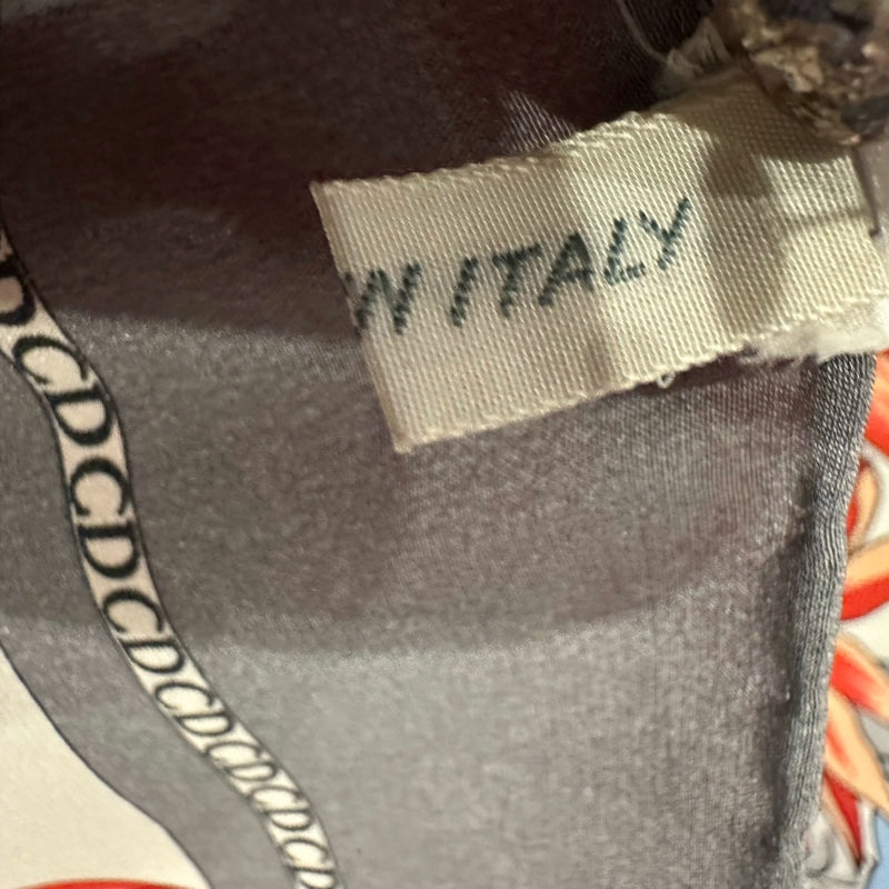 DIOR Scarf, Blue Gray with Blue & Red Floral Pattern, with Tag