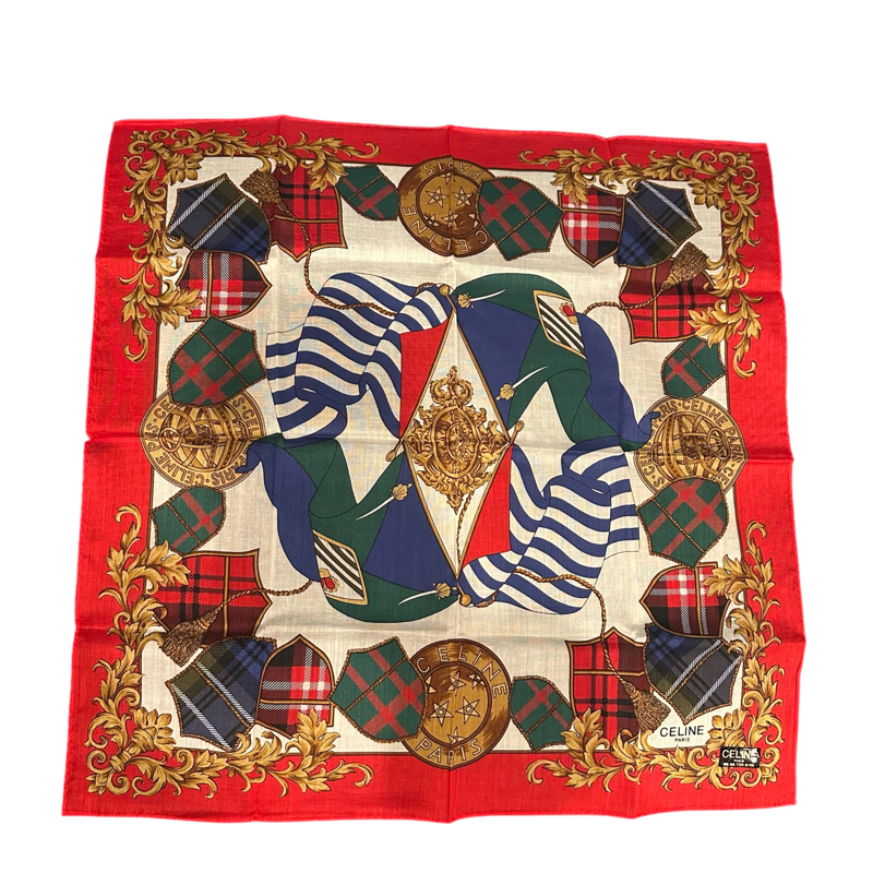 CELINE Scarf, Red, Square Shape