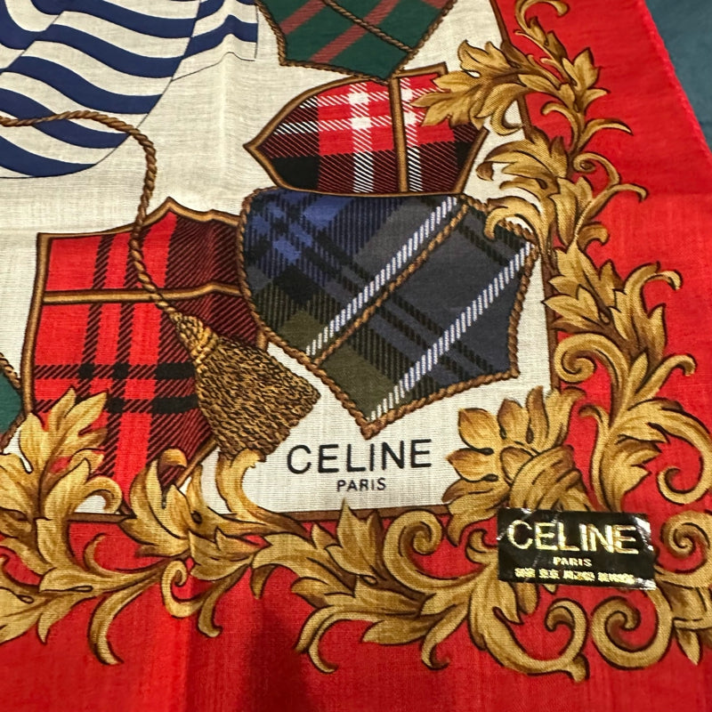CELINE Scarf, Red, Square Shape