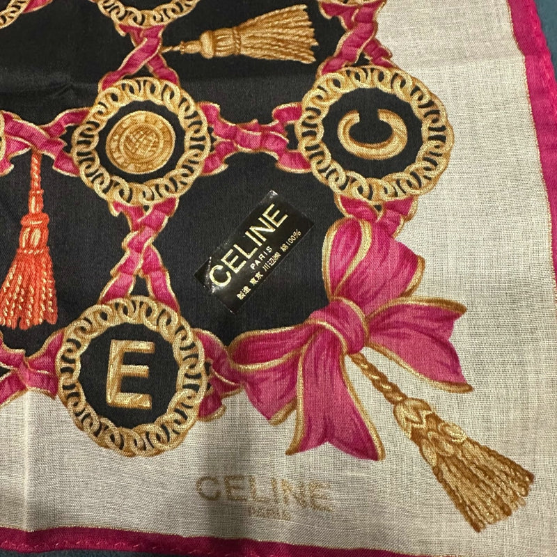 CELINE Pink Handkerchief / Square Scarf