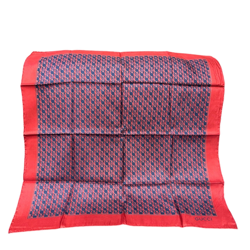 GUCCI red and navy check scarf/handkerchief, no care label