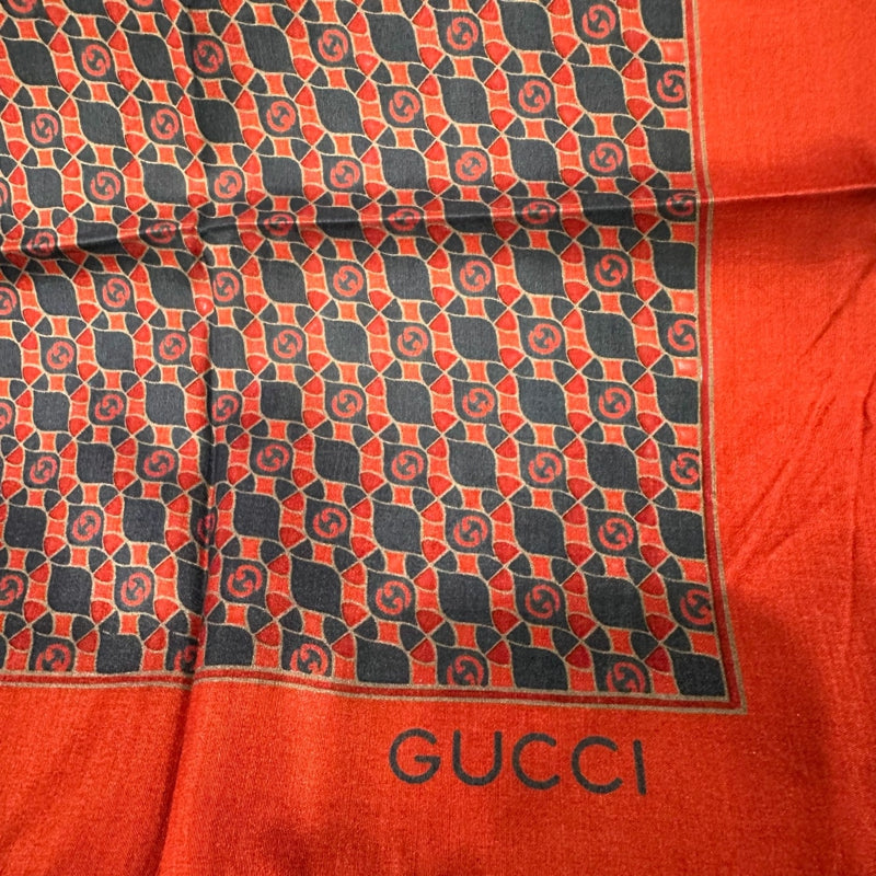 GUCCI red and navy check scarf/handkerchief, no care label